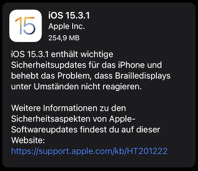 iOS 15.3.1 Firmware Update